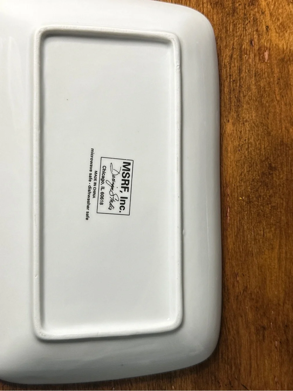 White Ceramic Rectangular Plate with Black Butcher Diagram